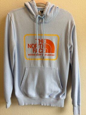 The North Face Never Stop Exploring Hoodie in Baby Blue Adult Small Never Worn